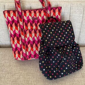 Vera Bradley Vera Tote in Bohemian Chevron and Havana Dots Backpack